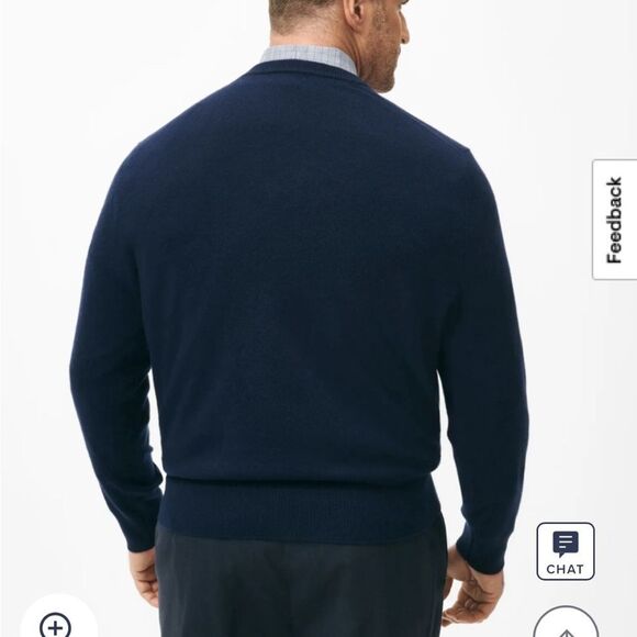 BROOKS BROTHERS 100% CASHMERE Men's Navy V-Neck Sweater 42” chest XL - Picture 9 of 9
